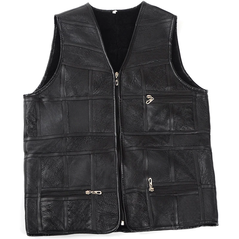 Кожаный мотоциклетный жилет новый мужской Байкерский из воловьей кожи