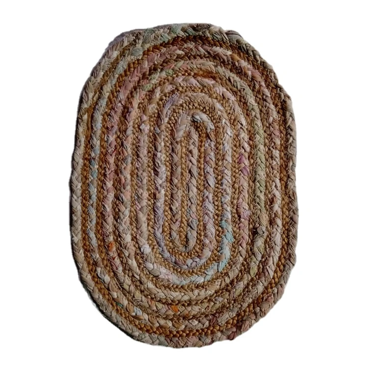 Indian Dhurrie Rugs Handmade Cotton Braided Door Mat For Living Room Decoration Wholesale Round Floor Carpet Custom Color Logo