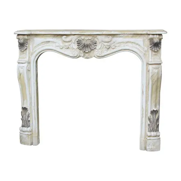 Teak Mahogany Wood Modern Carving Antique Colonial Fireplace