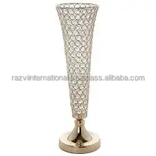 Gold black metal trumpet flower vase decor stand for wedding table centerpieces