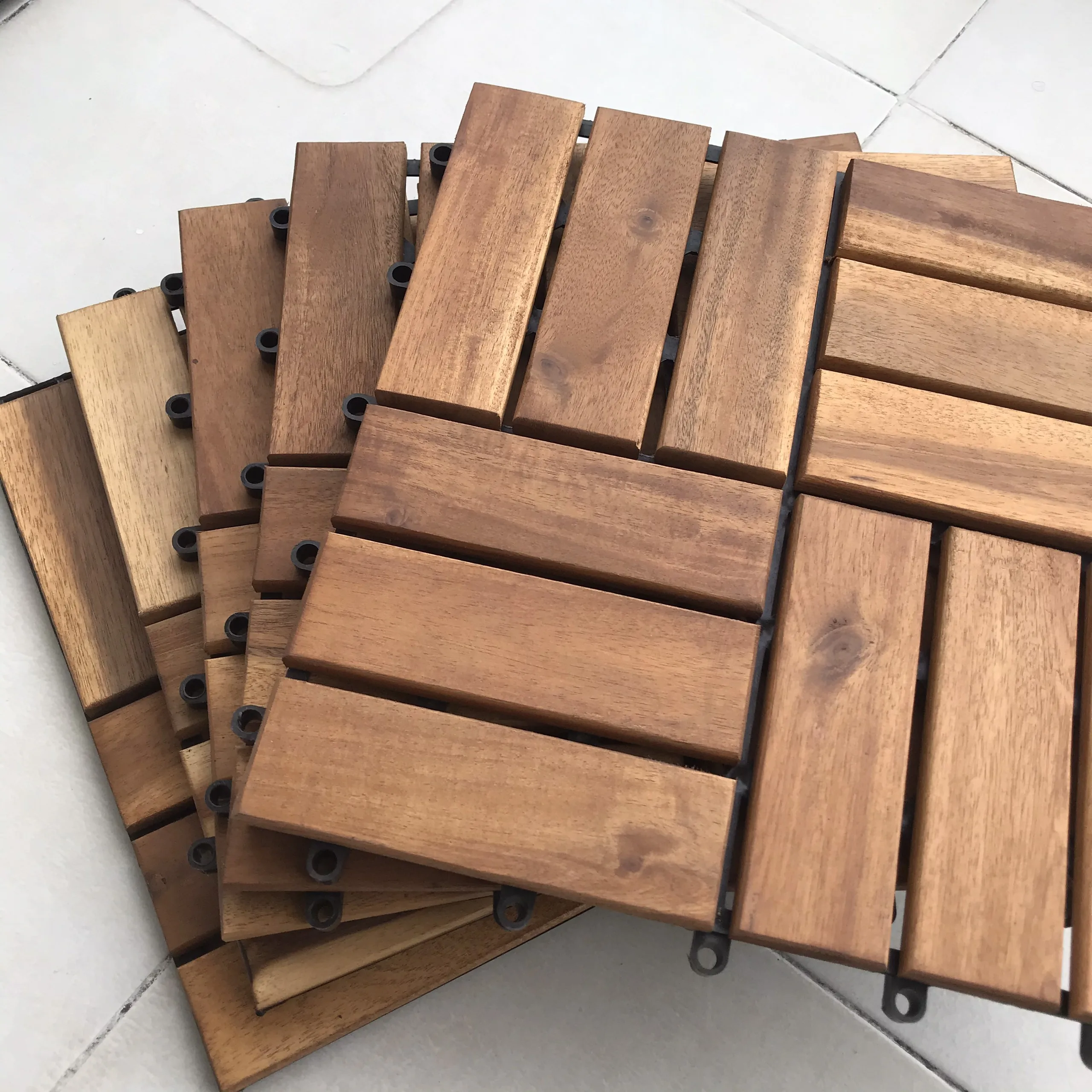 Wood Flooring Parquet Timber Interlocking Patio Deck Tiles Home Decor Garden Customized Packing