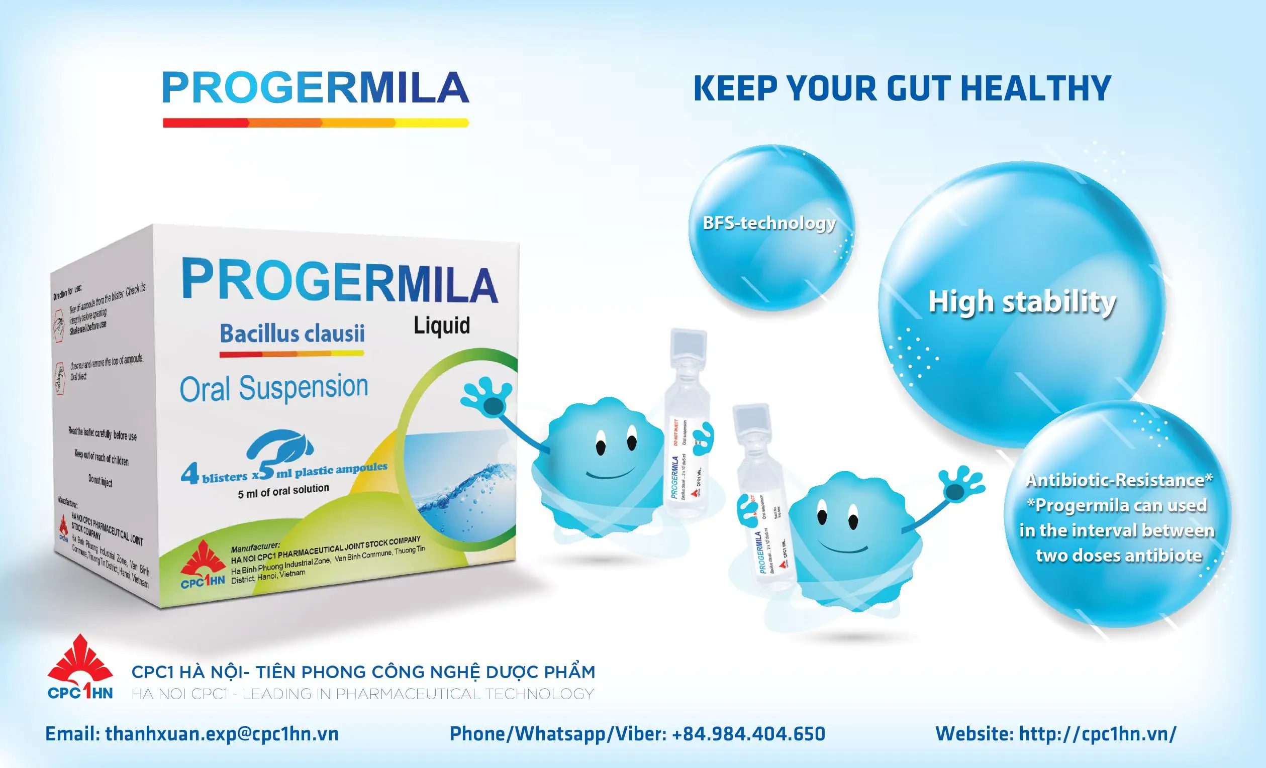 
Oral Liquid for Diarrhear human Health supplement Best price Sterile BFS technology Bacillus Clausii Probiotic 