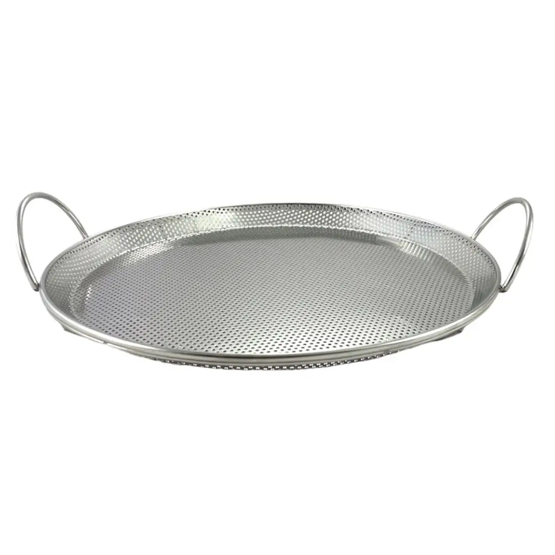 Perforated 18/8 Stainless Steel BBQ pizza pan baking tray