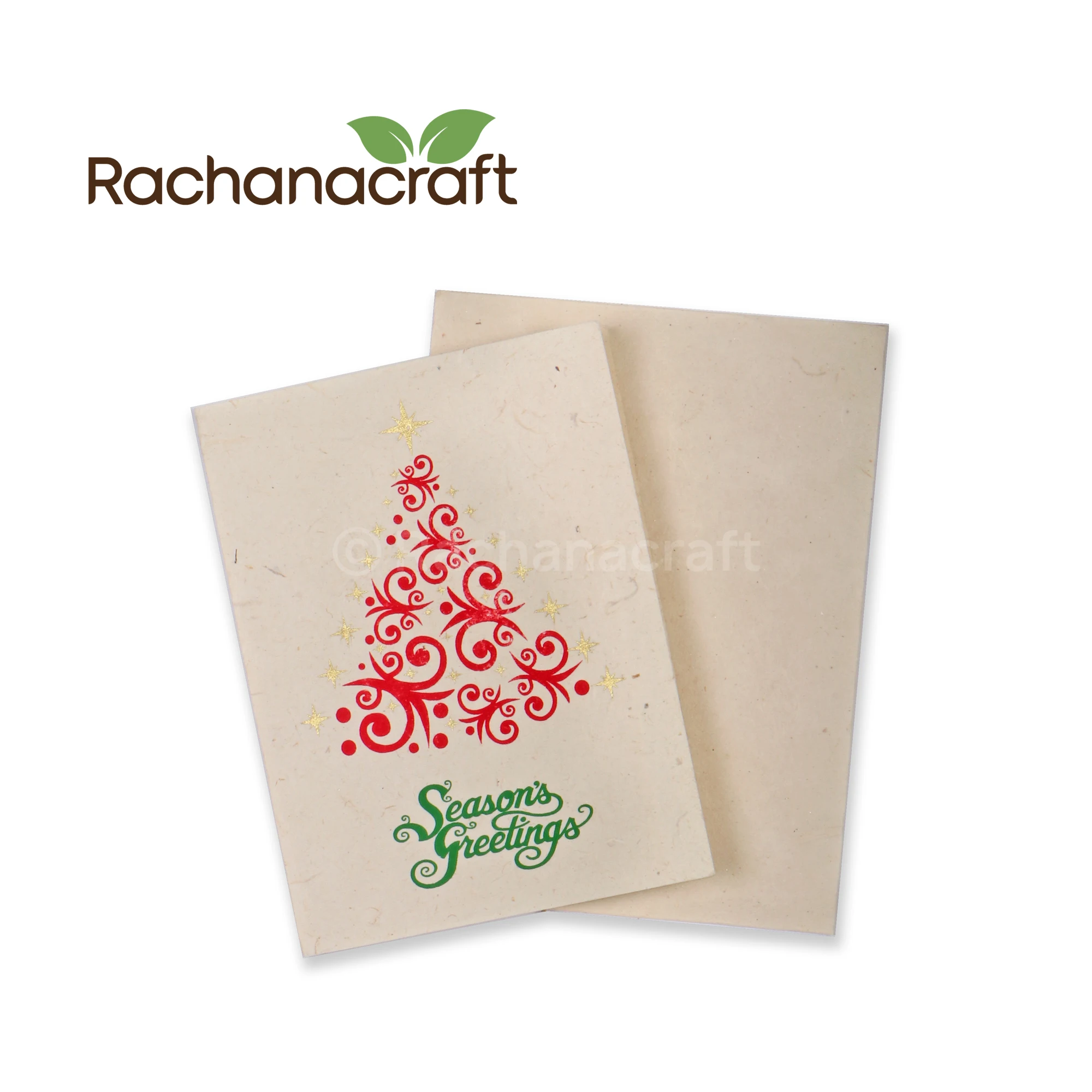 X-MAX Tree Design Handmade Lokta Paper Festival Greeting Gift Card for Christmas, Holidays Made in Nepal Wholesale Supplies