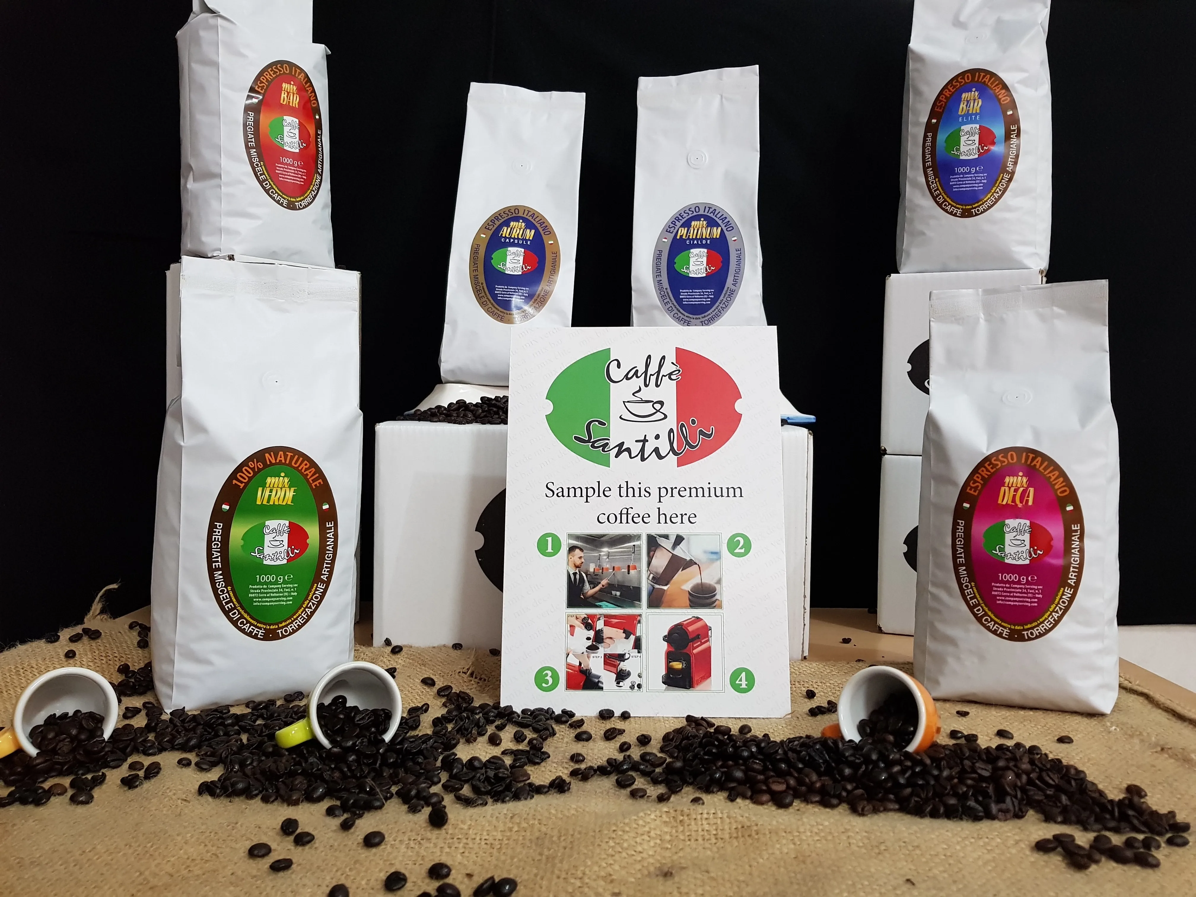 
Great Quality Coffee Beans Wholesale Mix Verde 100% Arabica Gourmet Coffee Made In Italy By Santilli Caffe 