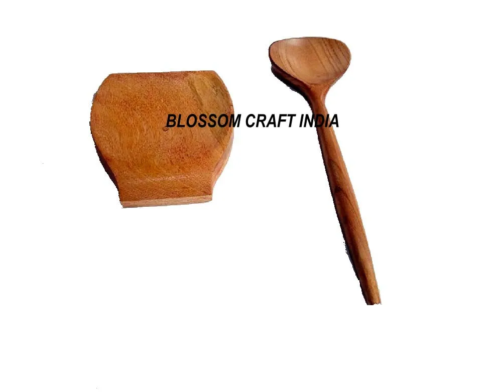 Handmade Natural Wooden Spoon rest made of Mango wood Ideal for Spoons Holding available at Best Price