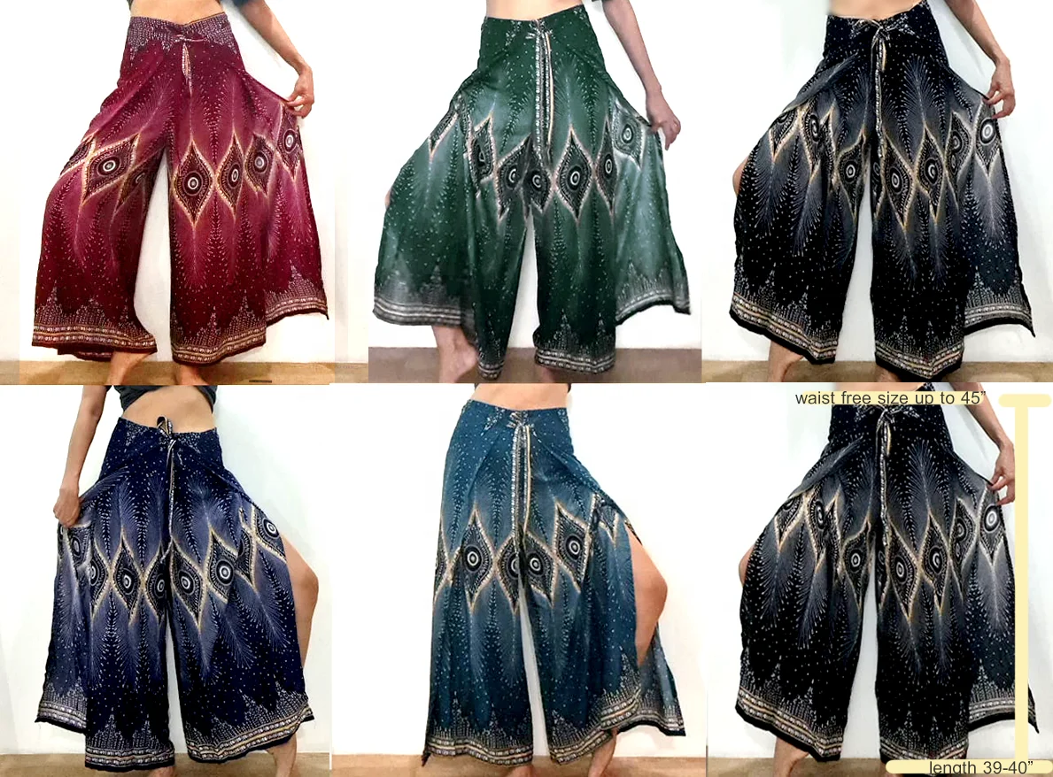 Mandala Print BOHO Harem Wide Legs Pants Gypsy Yoga Belly Dance Art Fisherman Skirt Maxi Sarong Wrap Tie Pants