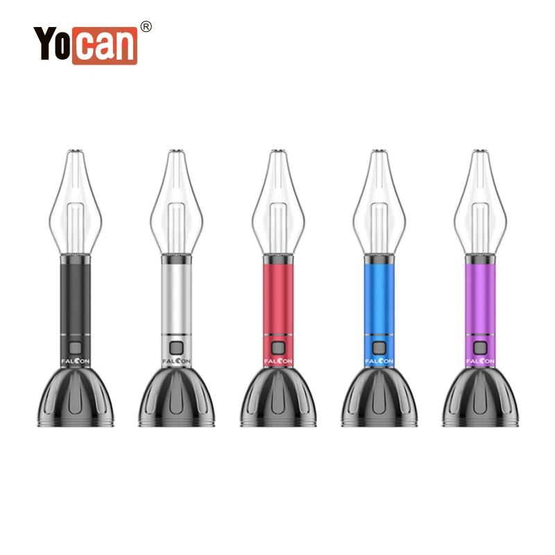 New coming concentrate Adjustable Voltage 1000mah portable dry herb vaporizers Yocan Falcon with glass water pipe