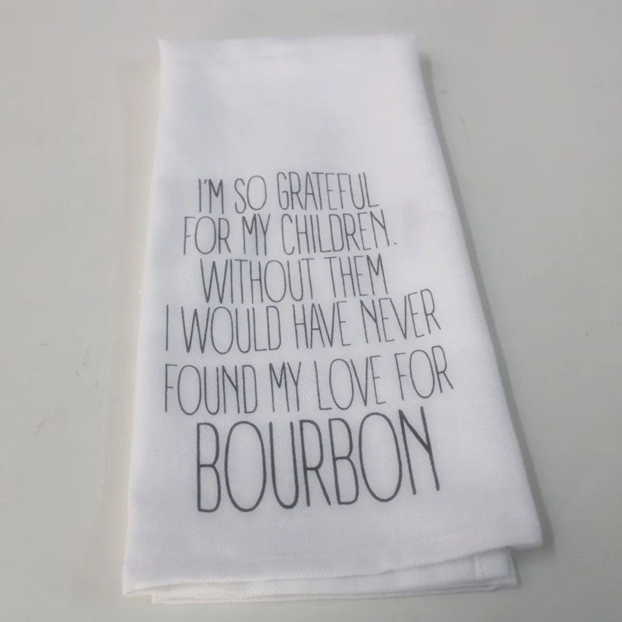 High quality pure white Herringbone weave pattern 130gsm screen printed Low MOQ  kitchen christmas hanging kitchen tea towel