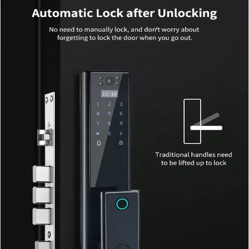 tuya Code Fingerprint Mechanical Key card unlock by app home automation system multi-functional smart electronic door locks