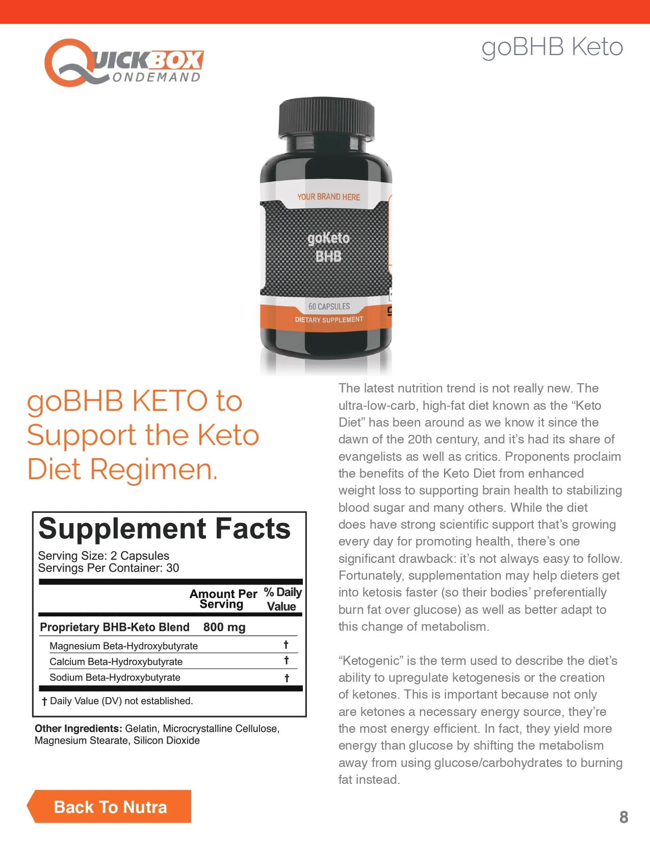 Private Label BHB Salts (White Bottle) 60 capsules  Weight Loss Ketone Supplement For Fat Burning Ketogenic Nutrition