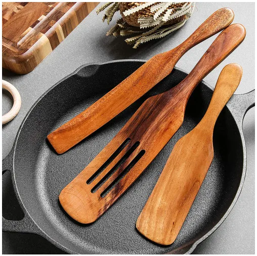 5 шт. деревянные кухонные Spurtles набор посуды с антипригарным покрытием деревянная разделенная лопатка наборы для приготовления акации spurtle комплекты ложкой отдыха