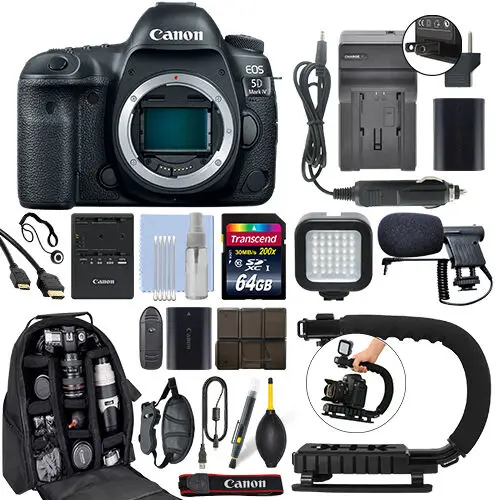Wholesales For Canon E-OS 5D Mark IV DSLR Camera + 50mm 1.8 STM + 70-300 + Deluxe Accessory Kit
