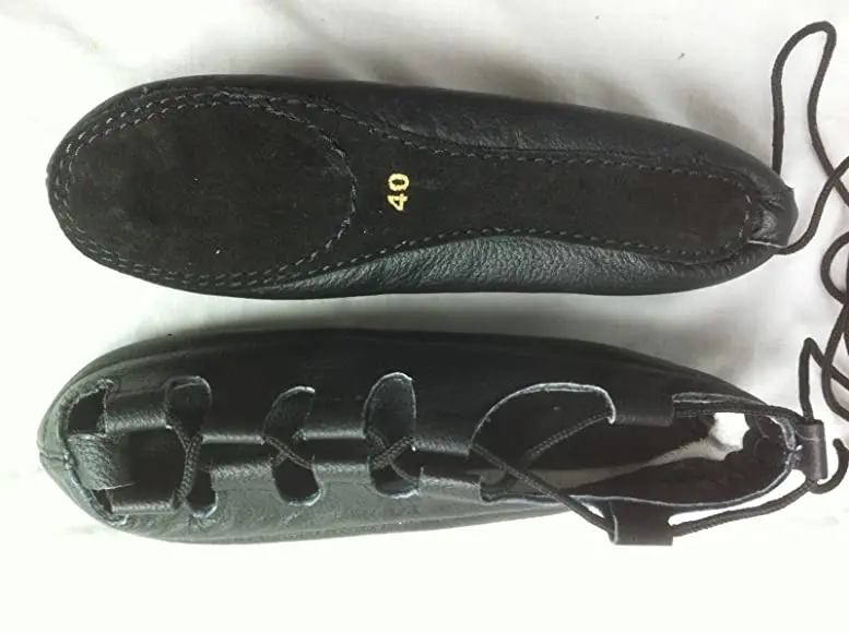 2024 Irish Pump Soft Black Leather Shoes with Lace Upper & Cotton Lining for Irish Dance Soft Shoes