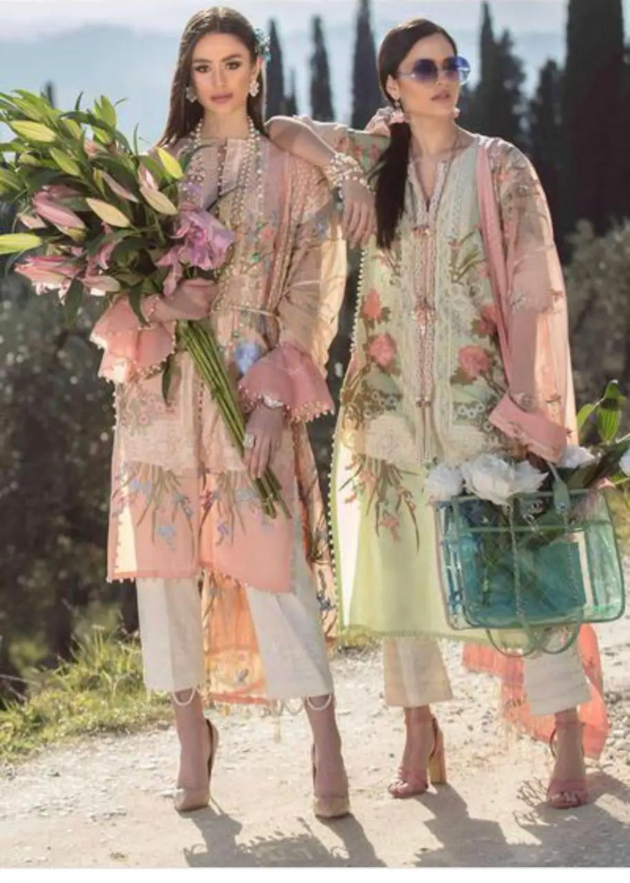 Модные дизайнерские индийские пакистанские женские-лужайка/Лен/хлопок жоржет 3 шт. костюмы доступны по оптовой цене.