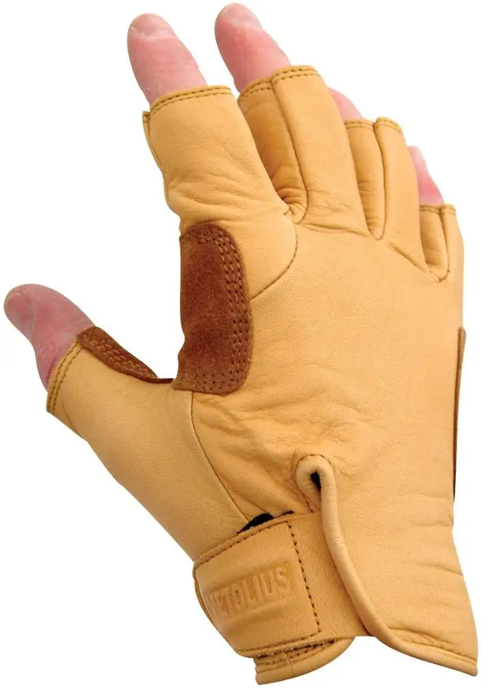 Cowhide Leather Finger Less Climbing Glove