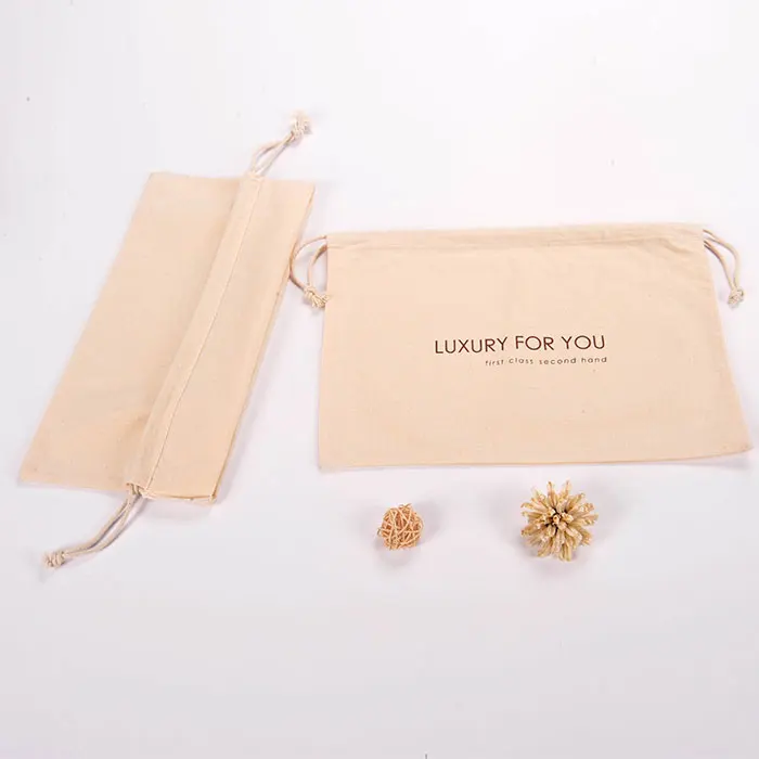 Wholesale custom 100% cotton drawstring pouch packaging bag