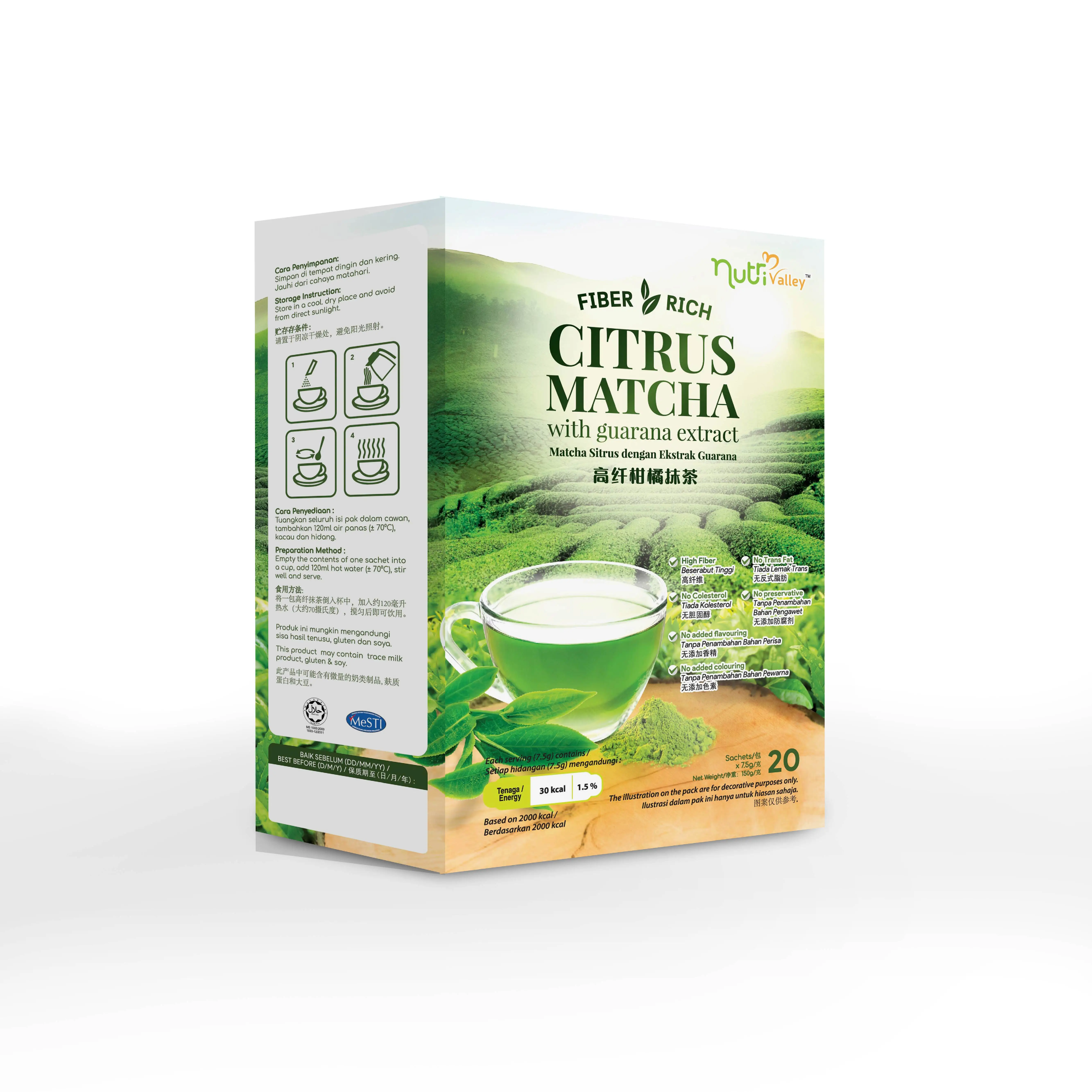 Weight Loss Matcha Tea With Lemon Extract Guarana Private Label/ OEM And ODM Services Provided