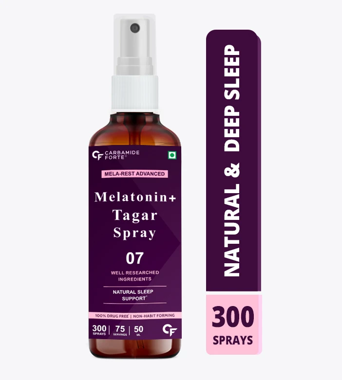 
Carbamide Forte Melatonin Spray with Tagara & Chamomile Sleeping Aid Supplement | Mint Flavour 300 Sprays 