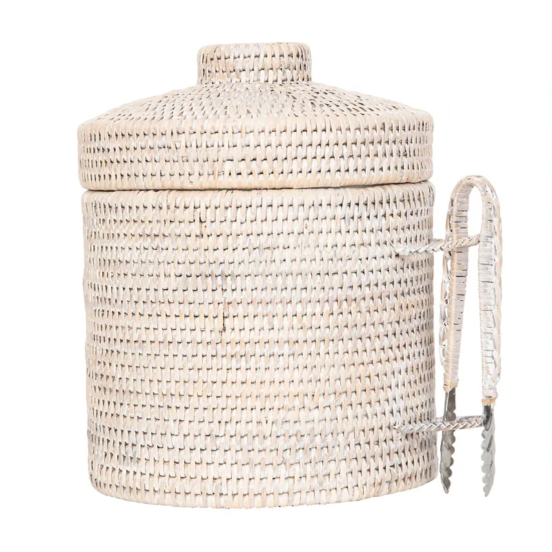 Лидер продаж ведро для льда из ротанга дополняет ваш бар ведра и щипцы нержавеющей стали с крышкой поставщик Vienam дешевая оптовая продажа