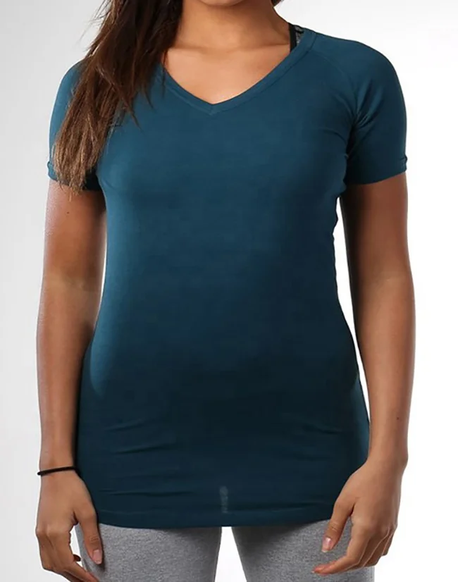 v neck plain ladies t shirts
