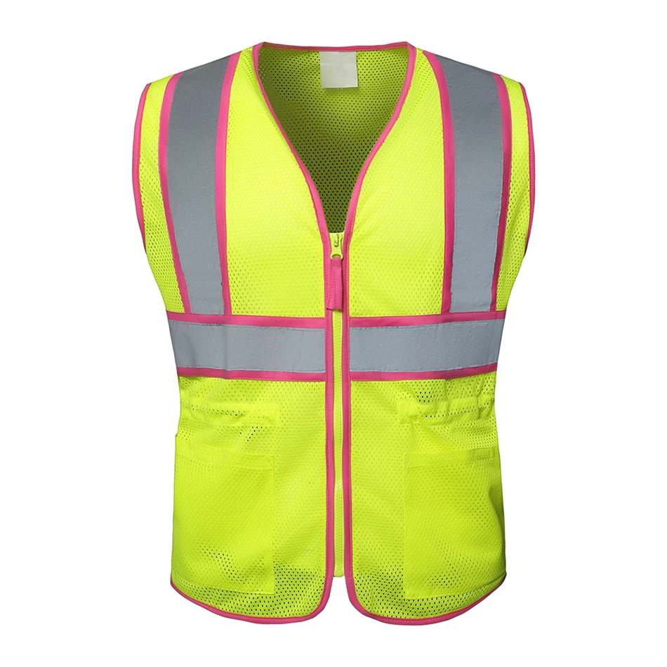 High Visibility Reflective Safety Jacket Custom Logo Clothing With Zipper And Pockets Wholesale Safety Work Vests Clothing
