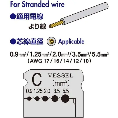 Wire Stripper/ Cable Stripper Quick Easy to Use Single Operation Black Tool Made in Japan by Vessel