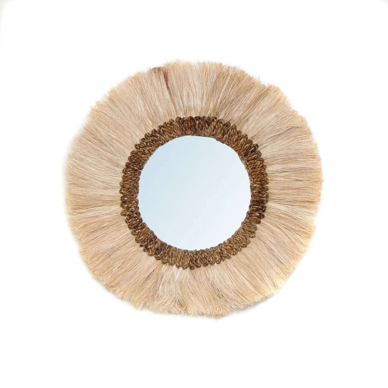 Vietnam Rattan Mirror Large Beauty Round Decorative Woven Wood Wicker Frame Rattan Wall Mirror