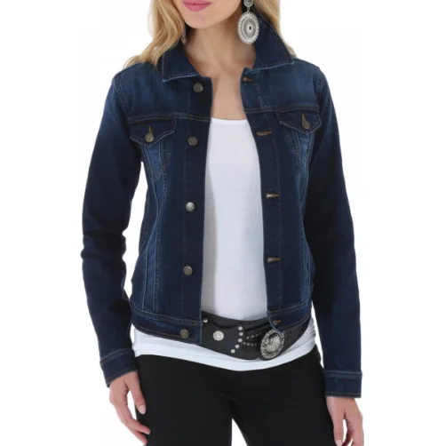 Popular Fashion Fancy Woman Denim Jacket Pearl Beaded Denim Coat Long Sleeve Short Tops Medium Blue Export From Bangladesh