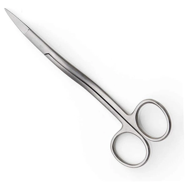 Изогнутые Ножницы для вышивки аппликаций с загнутой ручкой машинной и тканевых стежков (серебристые средние)