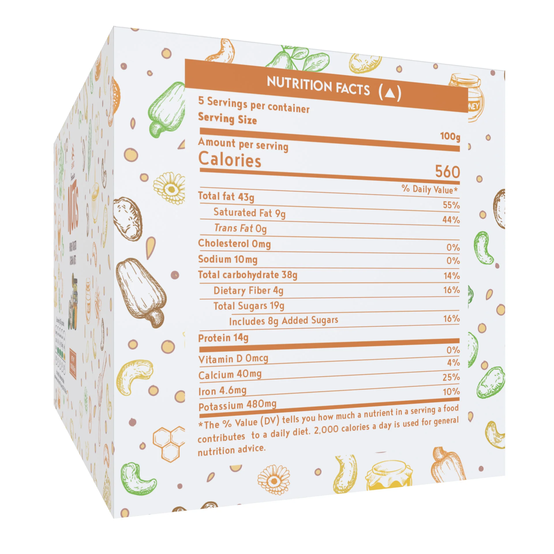 EUBIZ Cashew nuts Flavor Honey - Flavoured Cashew Nuts - No Testa Shell - Box (paper) 500g (17.7 OZ) - in VietNam