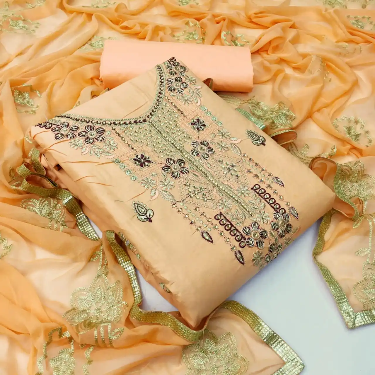 Хлопковая женская одежда Chanderi ручной работы Salwar Kameez с Nazneen Dupatta новейший дизайн