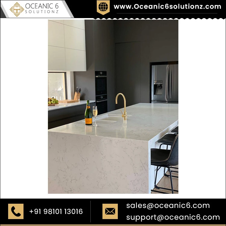 Indian Manufacturer and Exporter Carrara Natural Engineered Quartz Stone Thickness 20mm 30mm