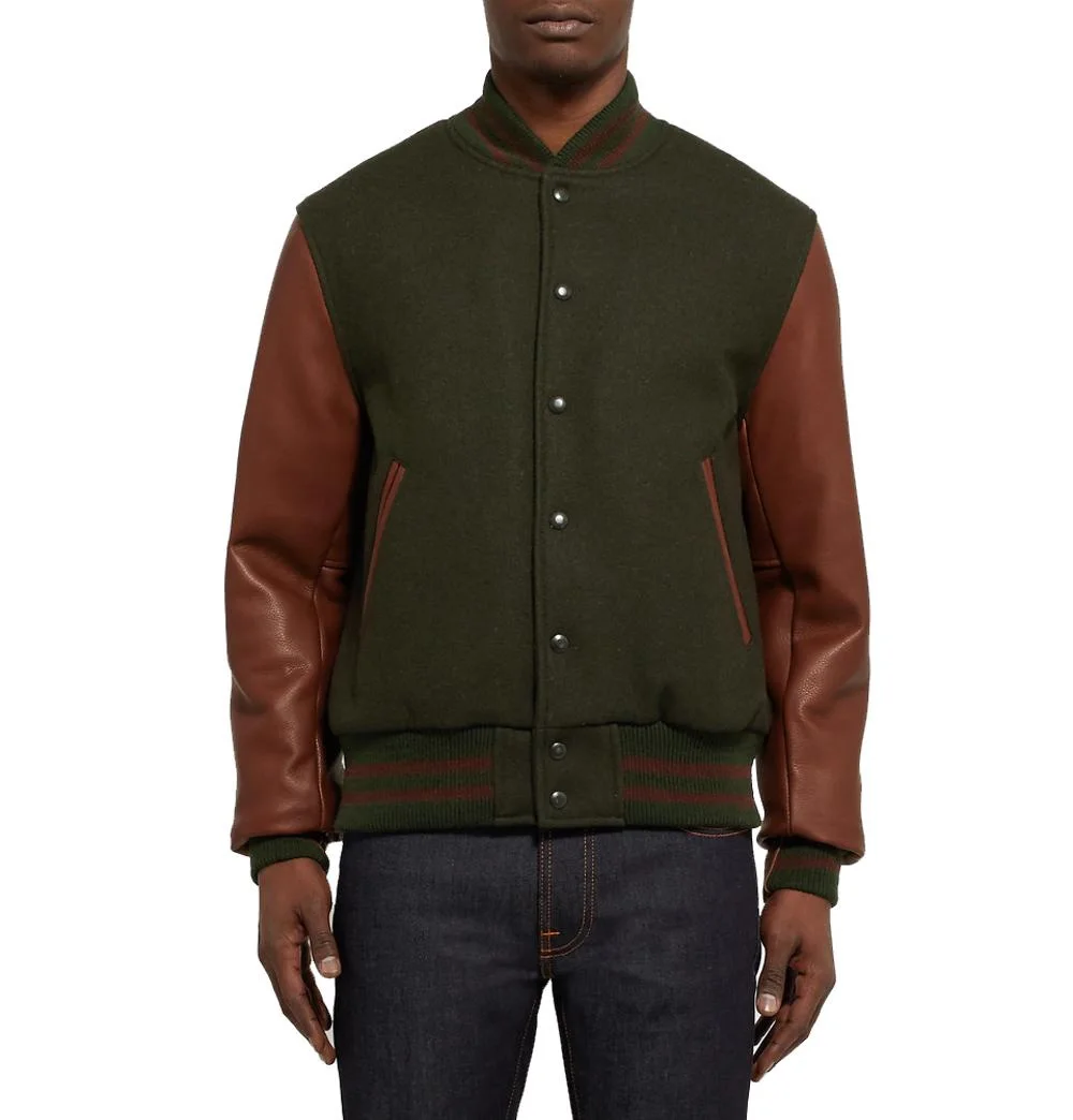 2021 Wholesale Men Custom Cotton Fleece Baseball Jacket Letterman Blank Hooded Varsity Jacket