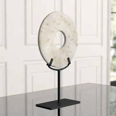 Modern Black Table Object With Marble Top Ring Powder Coating Metal Home Decor Accents Table Top at Wholesale Price From India
