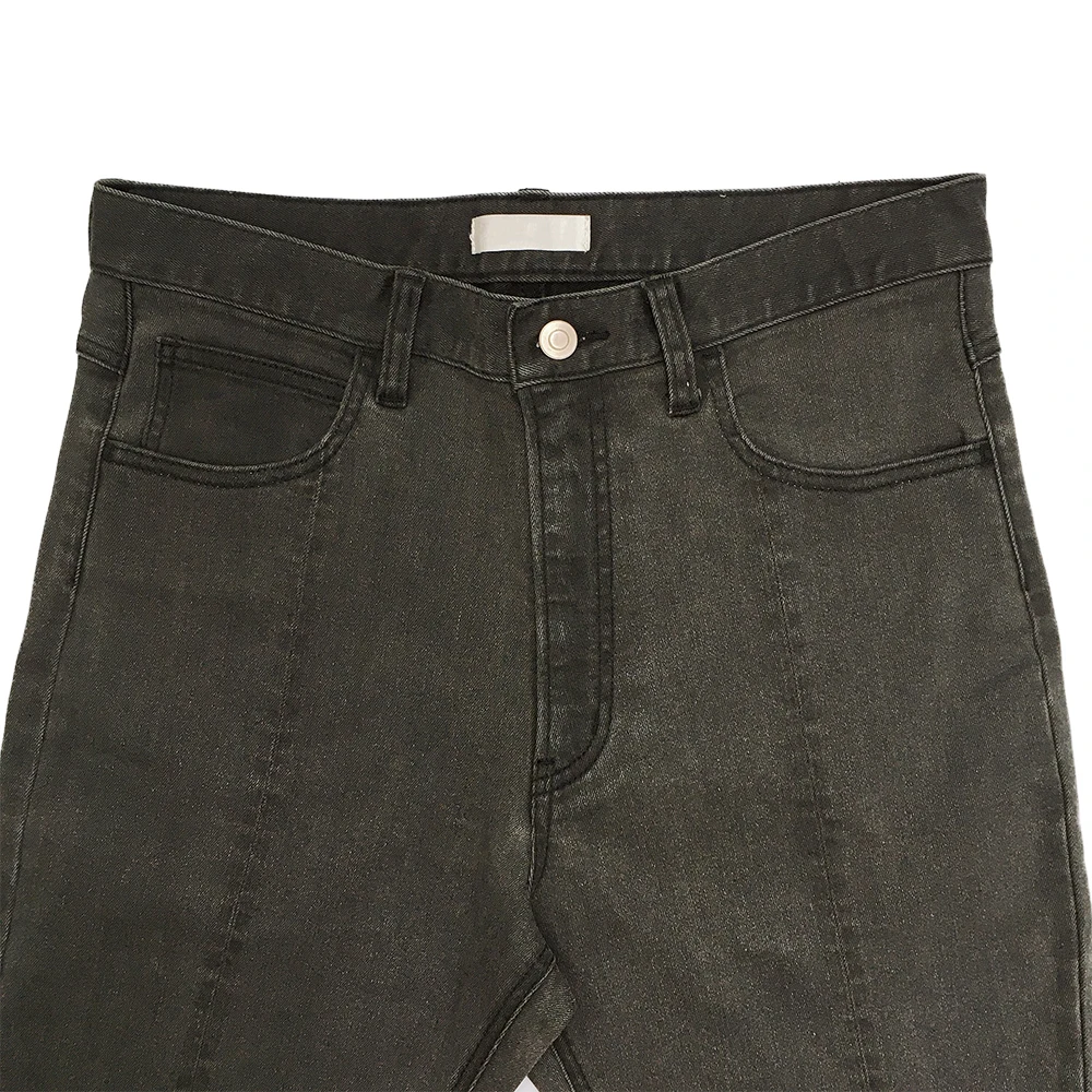 
WOMEN FASHION BLACK FLARE 98% COTTON 2 PU STRETCH JEANS 