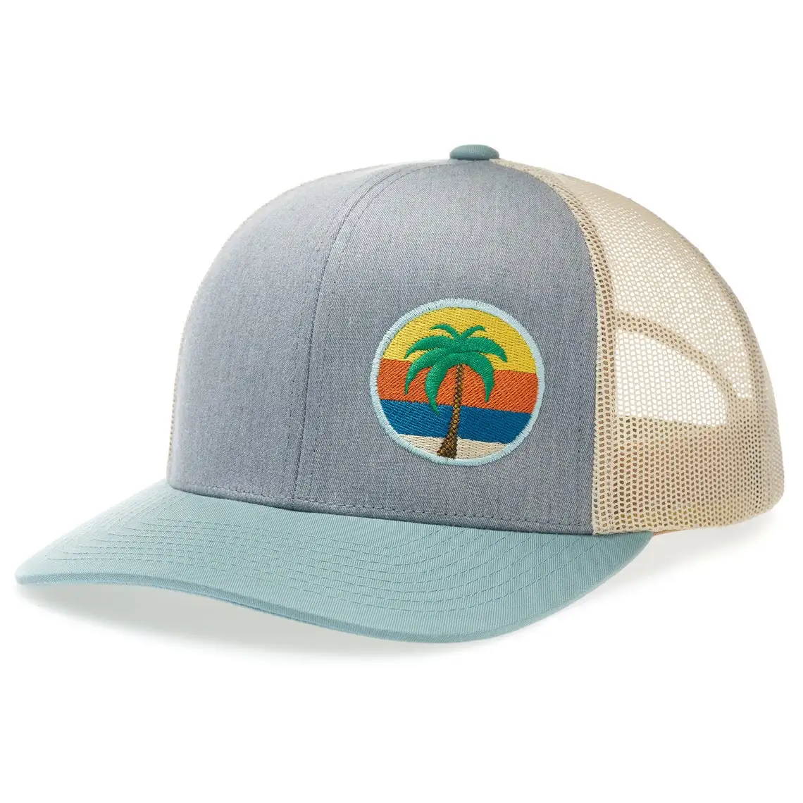 Custom Embroidered Logo Summer Beach 6 Panels Florida Trucker Hats Gorras Custom Tri-Colors Outdoor Sport Caps OEM Vietnam Caps