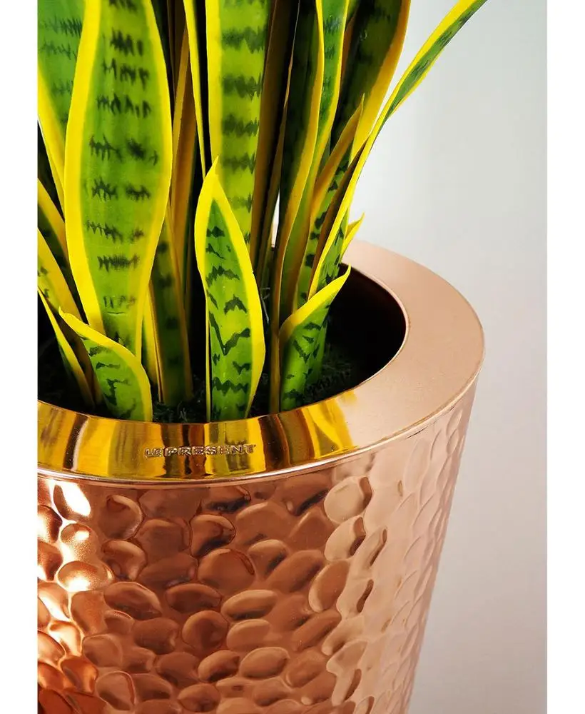 Copper Plated Hammered Stainless Steel Metal Conical Large Outdoor Catering Home Decorative Flower Pots Planters