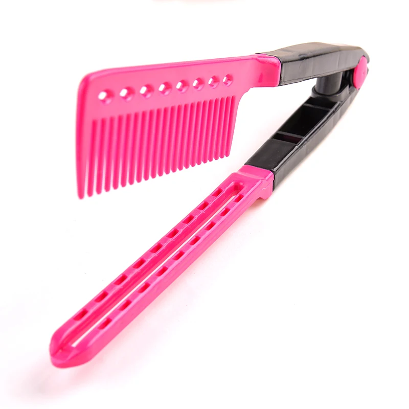 Fashion Anti-static Plastic V Type Hair Straightener Comb DIY Haircut Hairdressing Styling Combs Brush Salon Folding