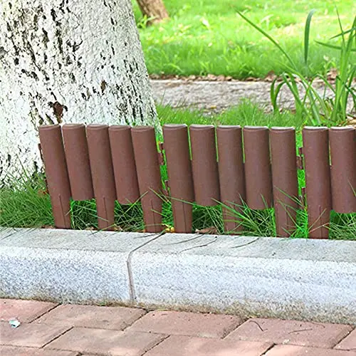 5PCS/box Garden Fence Plastic PP Garden Picket Fences Wood Pattern Decorative Panel Garden Picket Fence Yard Edging Lawn Border
