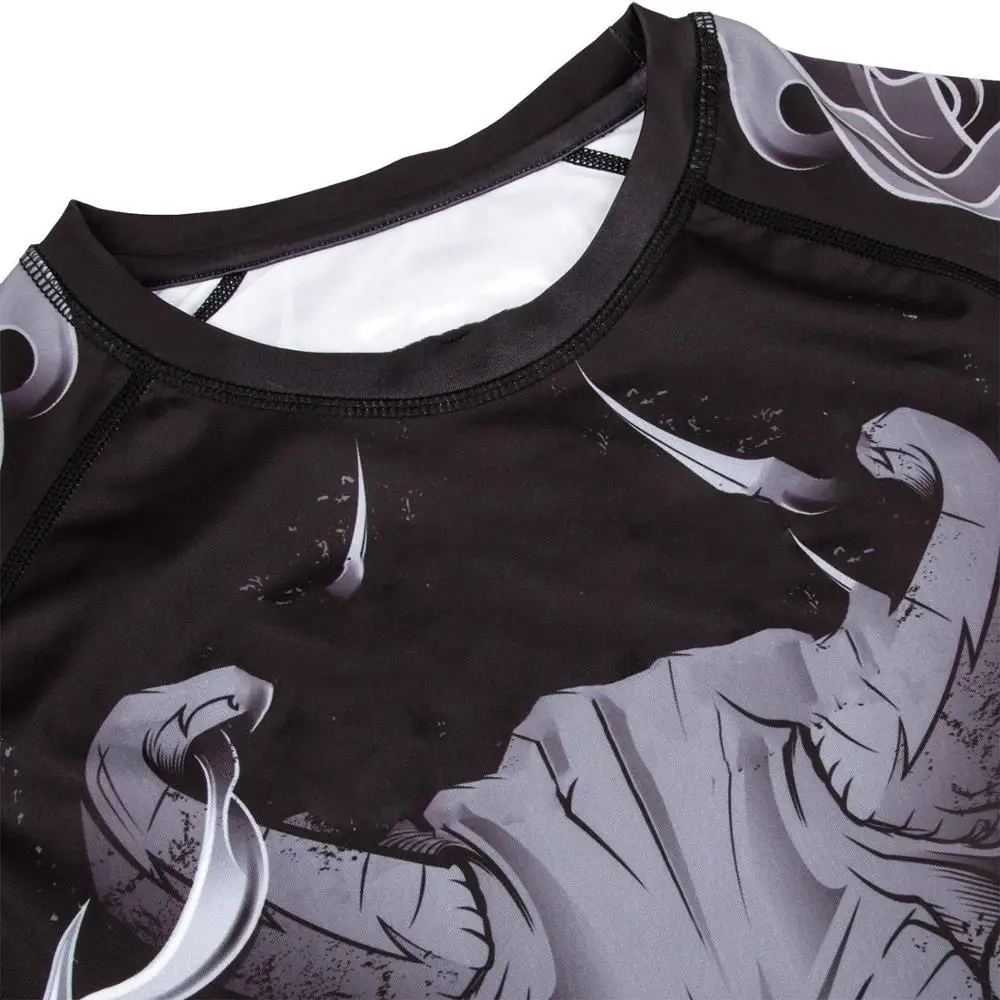 Высокое качество по индивидуальному заказу оптом Minotaurus Сыпь гвардии-Длинные рукава-черный/белый ММА Бразильское джиу джицу, Рашгард, FSW-RG-04