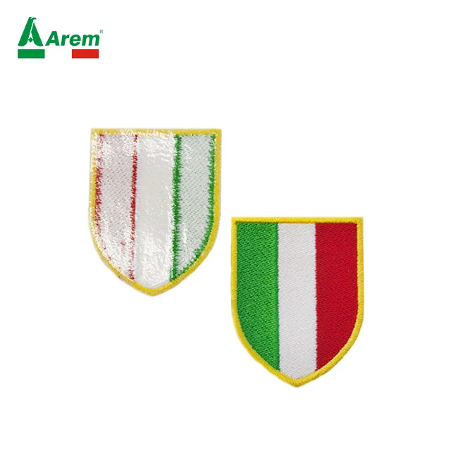 Italian shield flag fine quality embroidery for iron on and sew on clothing textile accessories worldwide delivery