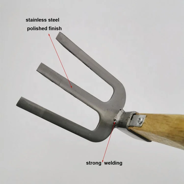 
high quality three tooth steel garden fork hoe with handle 