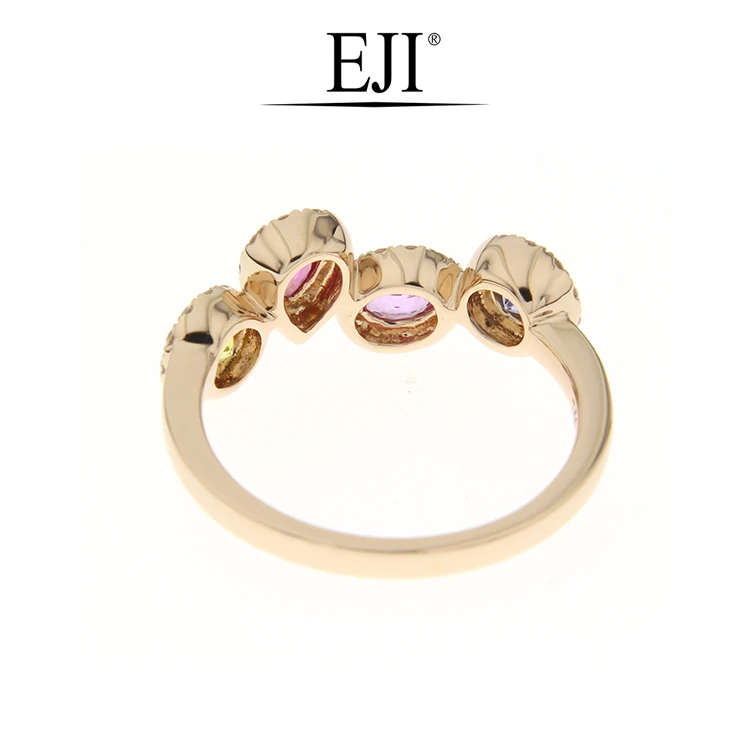 18K 750 Rose gold Yellow Sapphire Pink Sapphire Sapphire Diamond Ring for Daily Wear Smart Causal look
