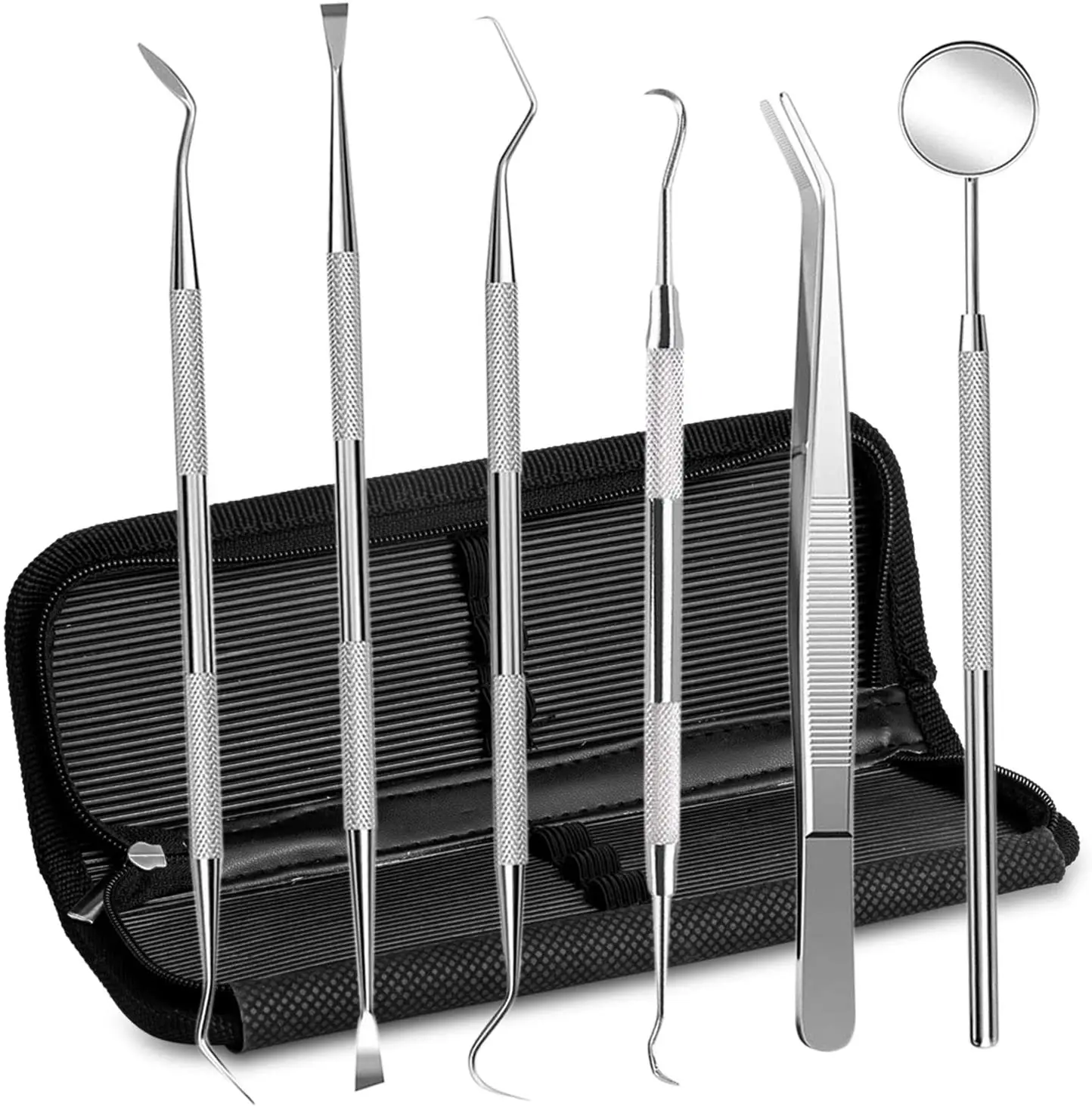 dental pick floss hygiene tool set 6 pcs tooth scraper plaque tartar remover dental tweezer