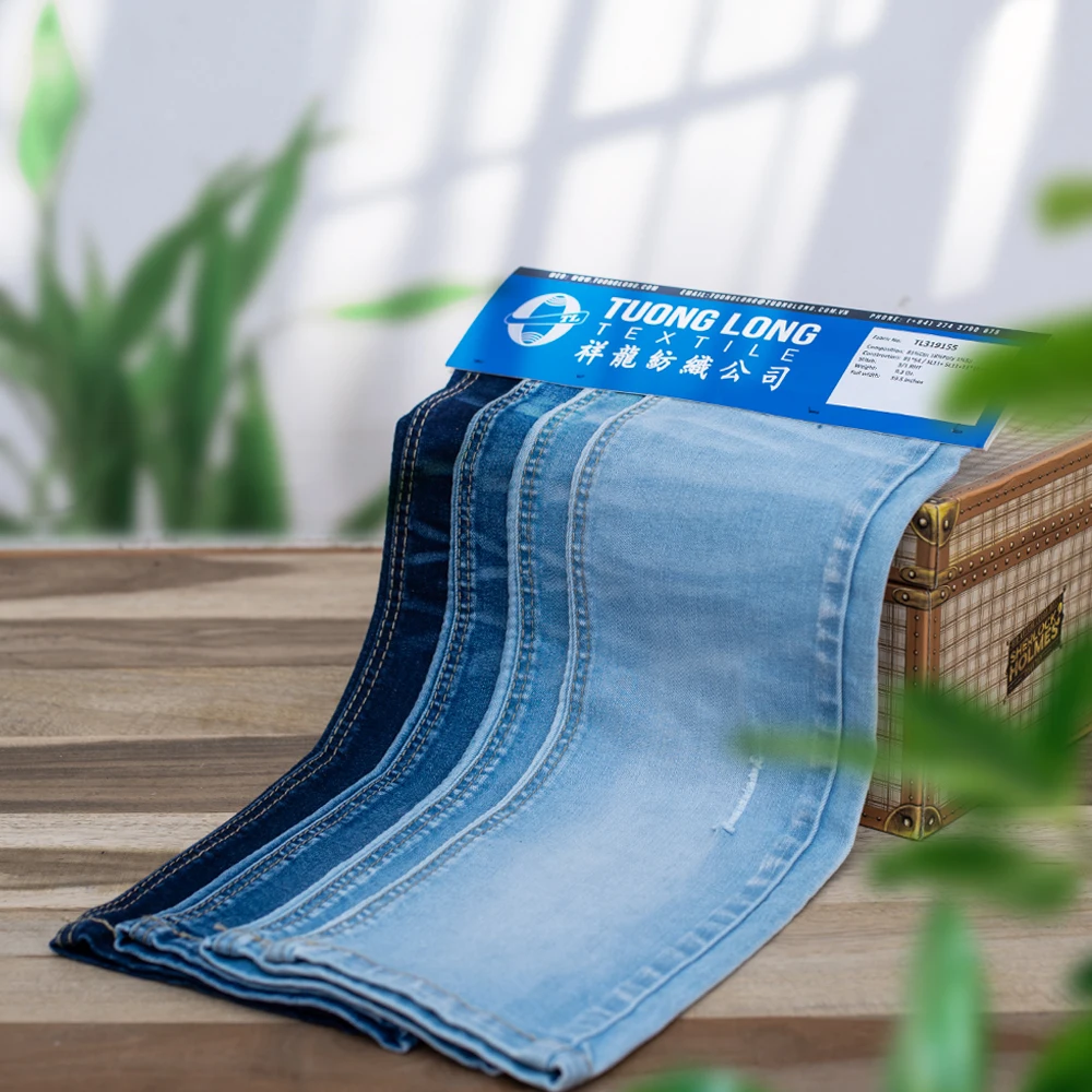  Хлопчатобумажная джинсовая ткань/эластичная ткань для оптовой продажи (TL319155) из Вьетнама с тщательно упакованной и быстрой реакцией