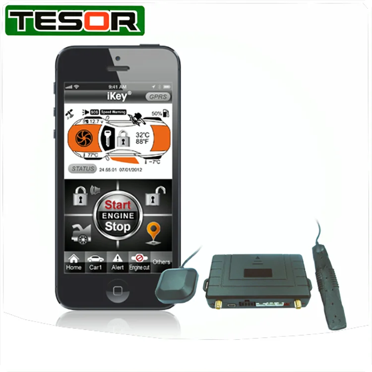 Смартфон GSM Автомобильная сигнализация GPS трекер в режиме реального времени и дистанционный стартер двигателя