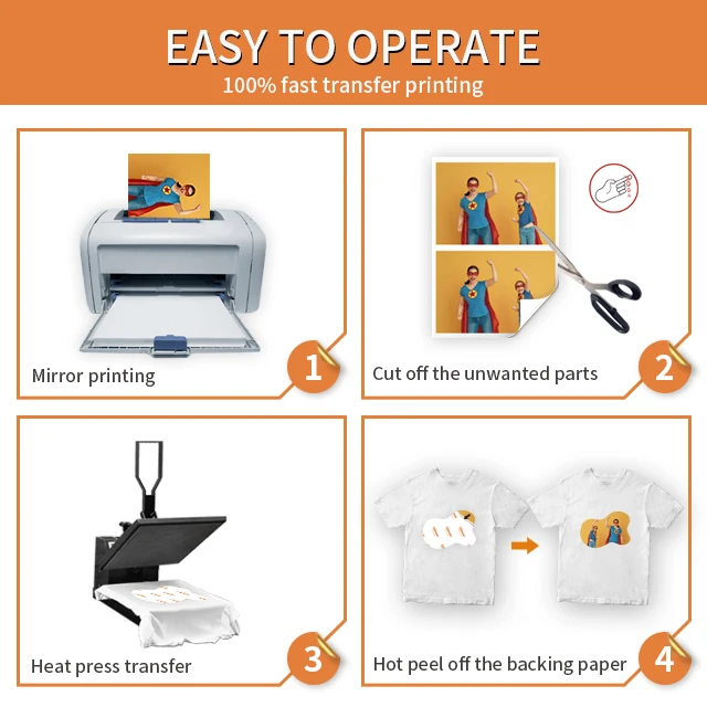 Winner Transfer 100pcs Custom Designed Printable transfer paper laser light heat transfer paper For DIY Projects