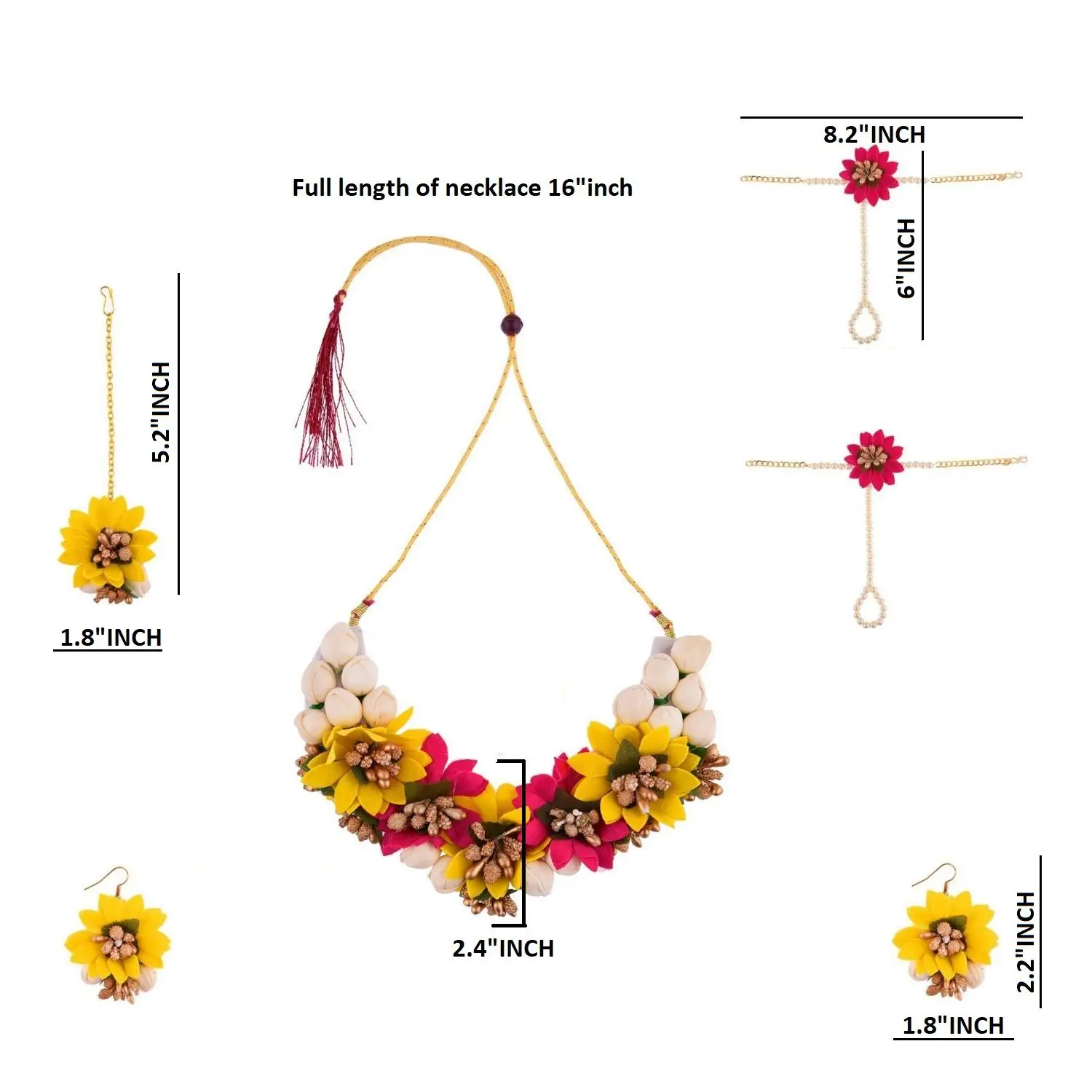 Indian Fashion Handmade Floral Necklace Jewelry set for Haldi Mehandi Ceremony
