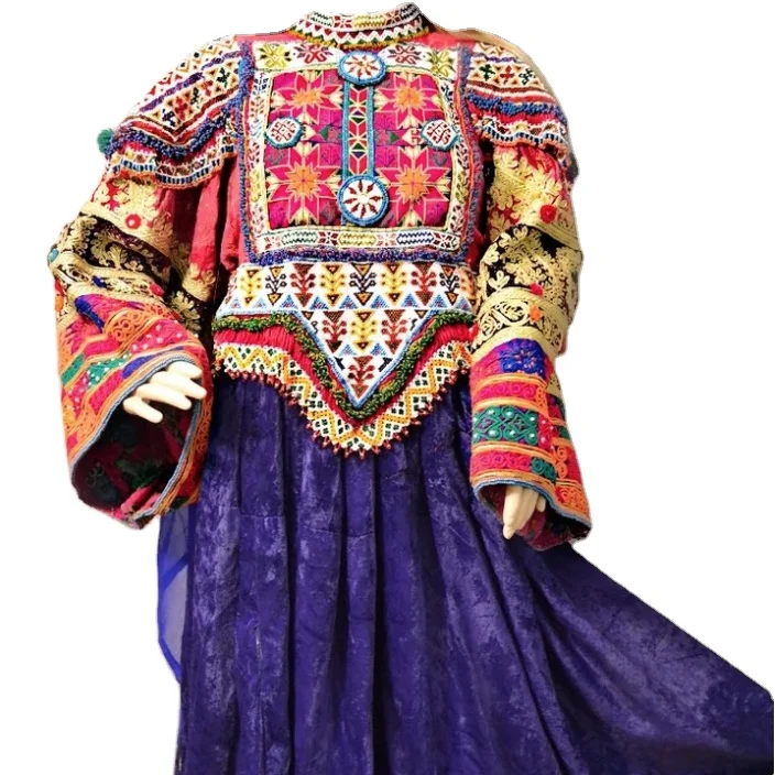 Awesome New kuchi Afghani Kuchi Dresses For Eid high quality solid color round neck Embroidery long sleeve Afghan women dress